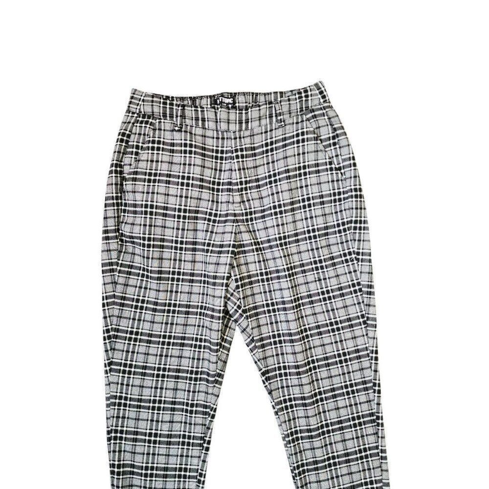Hot Topic Plaid Cigarette Slim Leg Punk Pants Womens Size S Black White